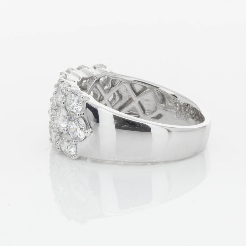 18ct White Gold Diamond Three Row Ring-Ring-Walker & Hall