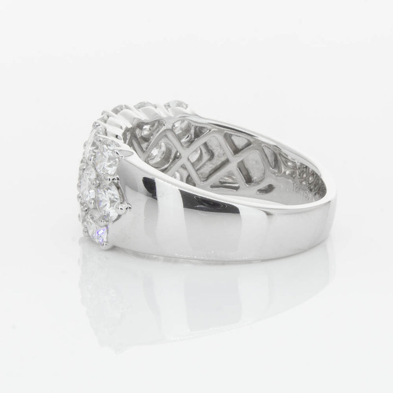 18ct White Gold Diamond Three Row Ring-Ring-Walker & Hall