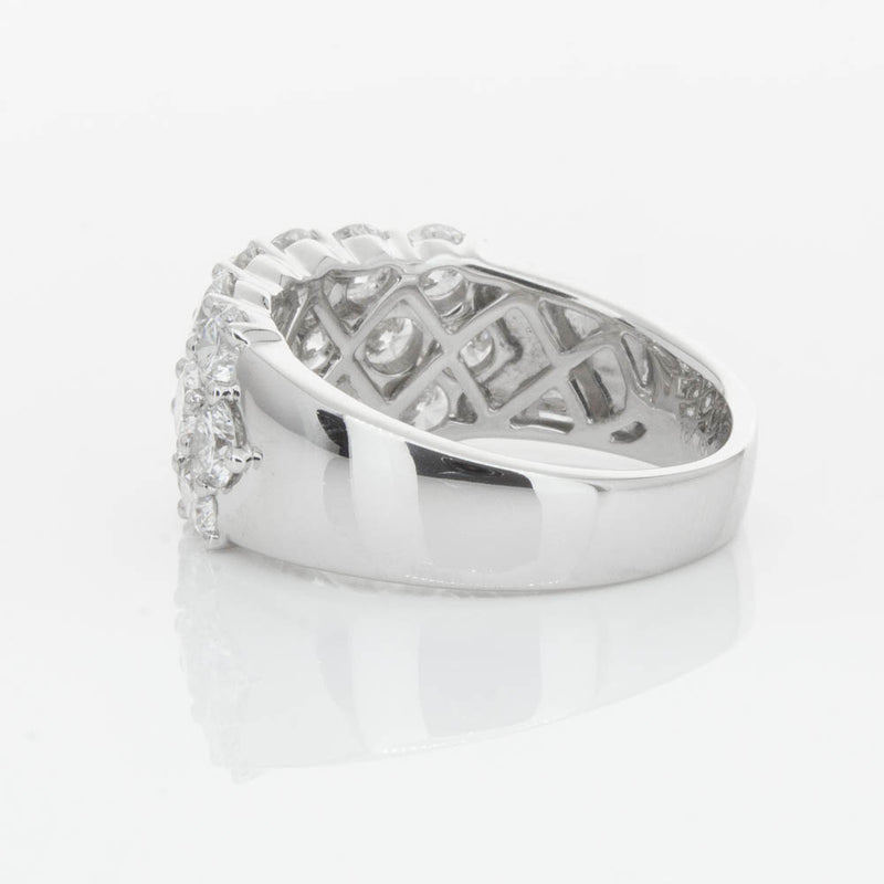 18ct White Gold Diamond Three Row Ring-Ring-Walker & Hall