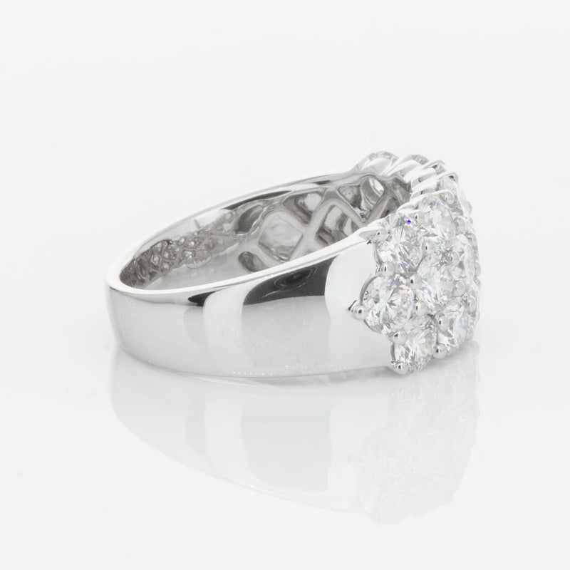 18ct White Gold Diamond Three Row Ring-Ring-Walker & Hall