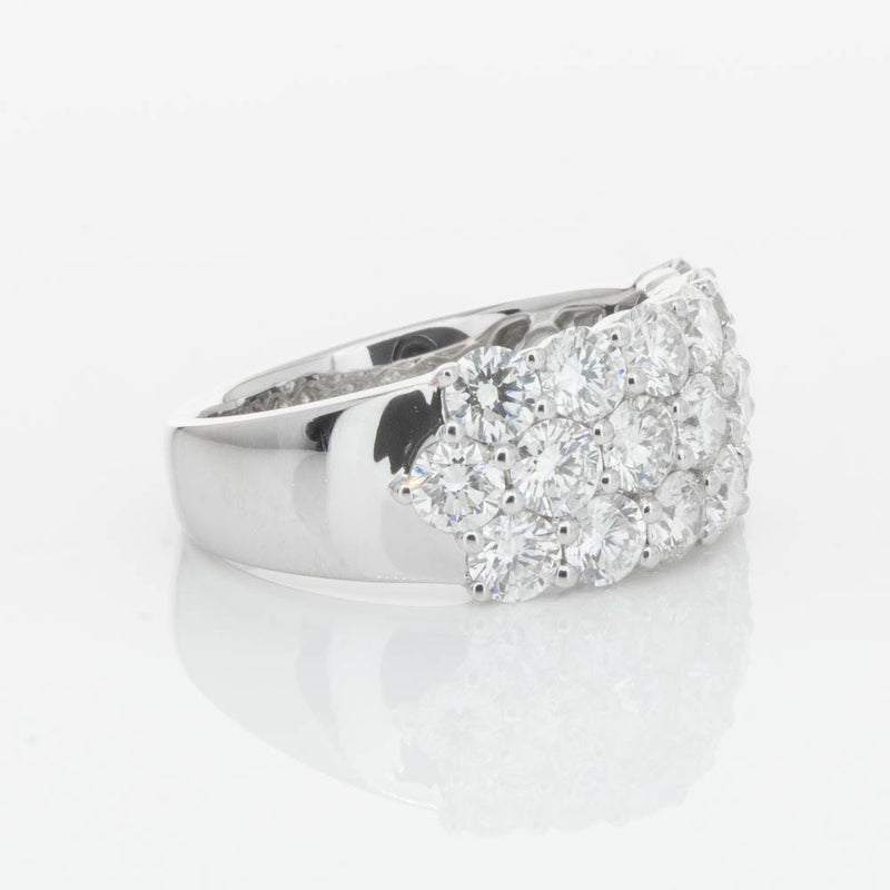 18ct White Gold Diamond Three Row Ring-Ring-Walker & Hall