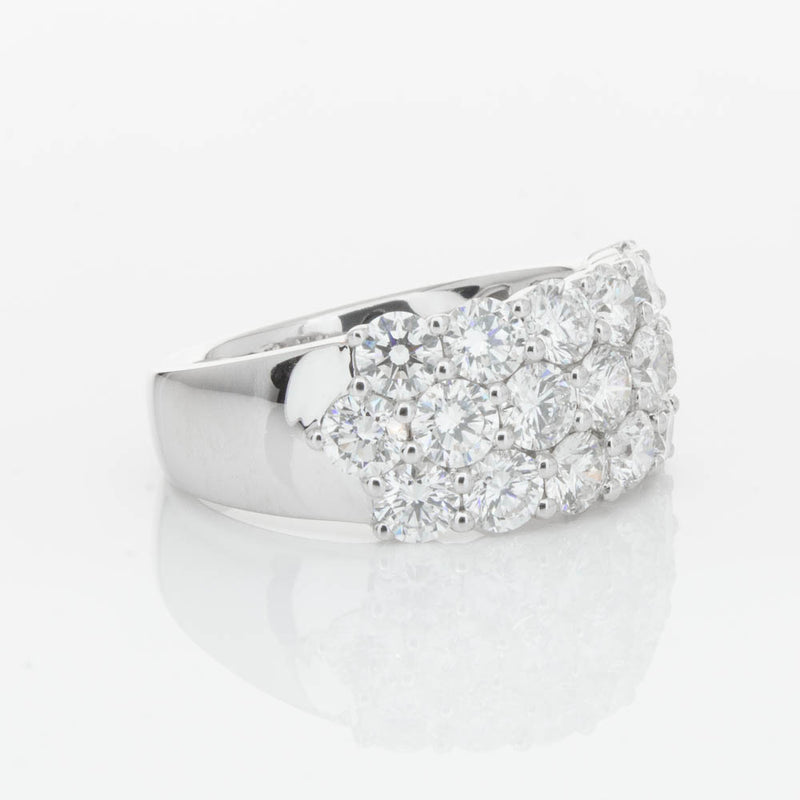 18ct White Gold Diamond Three Row Ring-Ring-Walker & Hall