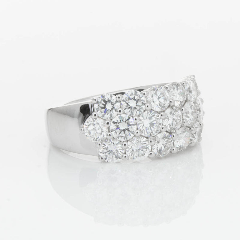 18ct White Gold Diamond Three Row Ring-Ring-Walker & Hall