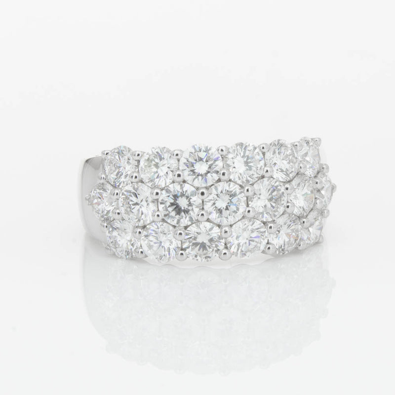 18ct White Gold Diamond Three Row Ring-Ring-Walker & Hall