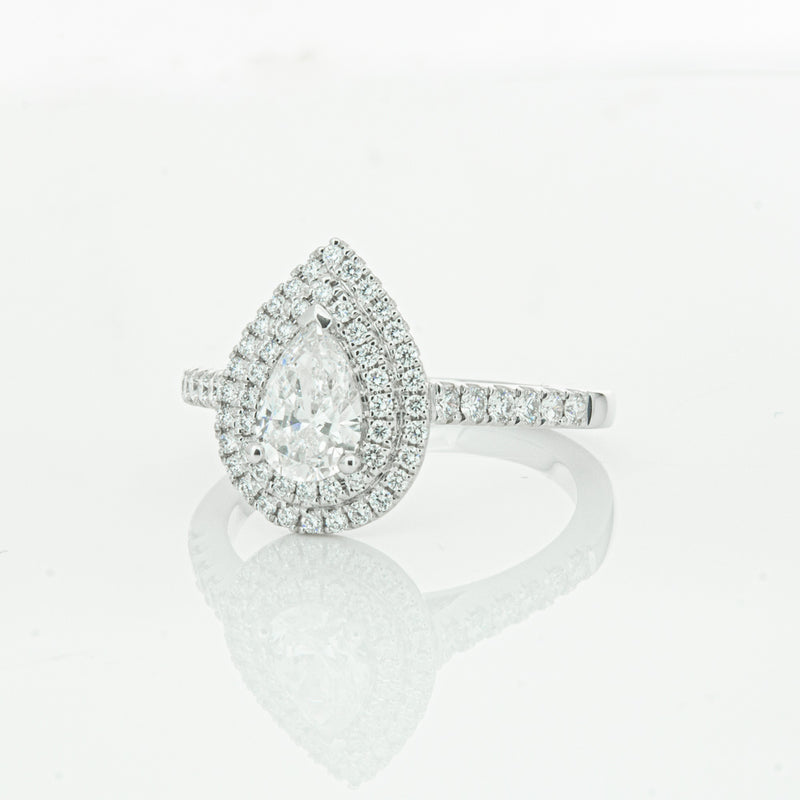 18ct White Gold Pear Cut Diamond Rosa Ring-Ring-Walker & Hall
