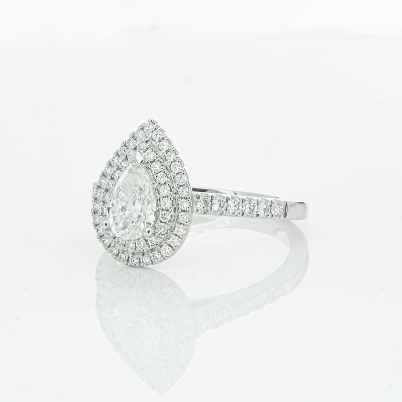 18ct White Gold Pear Cut Diamond Rosa Ring-Ring-Walker & Hall