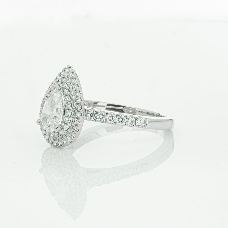 18ct White Gold Pear Cut Diamond Rosa Ring-Ring-Walker & Hall
