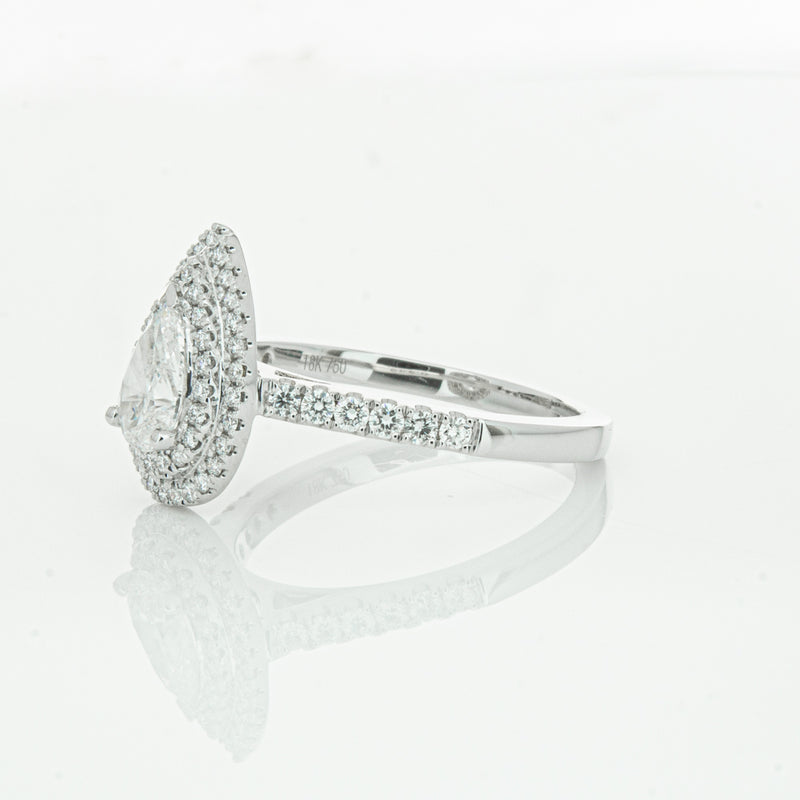 18ct White Gold Pear Cut Diamond Rosa Ring-Ring-Walker & Hall