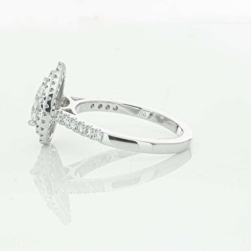 18ct White Gold Pear Cut Diamond Rosa Ring-Ring-Walker & Hall