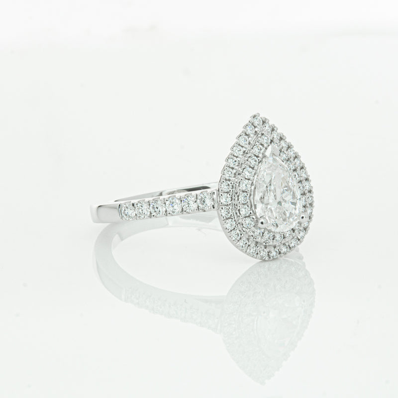 18ct White Gold Pear Cut Diamond Rosa Ring-Ring-Walker & Hall