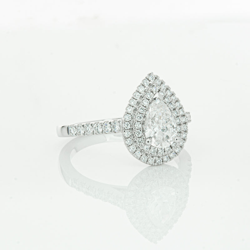 18ct White Gold Pear Cut Diamond Rosa Ring-Ring-Walker & Hall