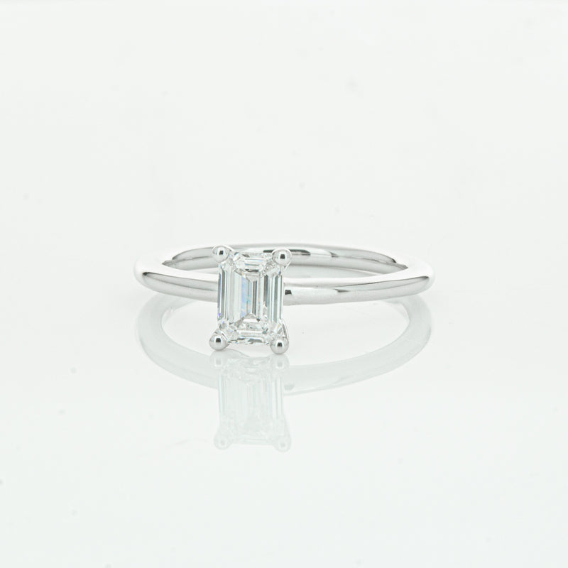 18ct White Gold .72ct Emerald Cut Diamond Melba Ring-Ring-Walker & Hall