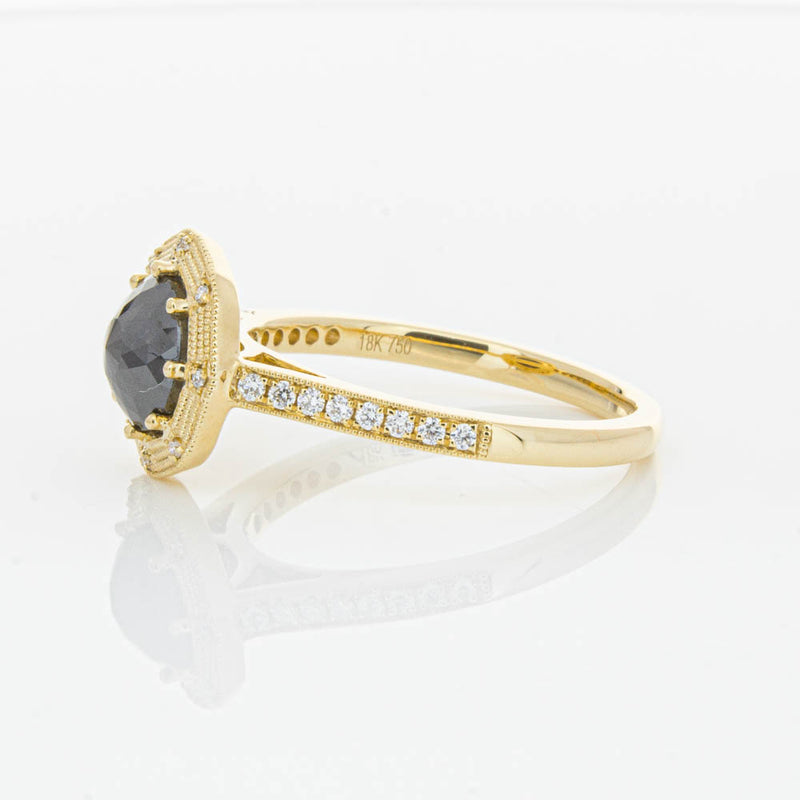 18ct Yellow Gold Black Diamond Ring-Ring-Walker & Hall