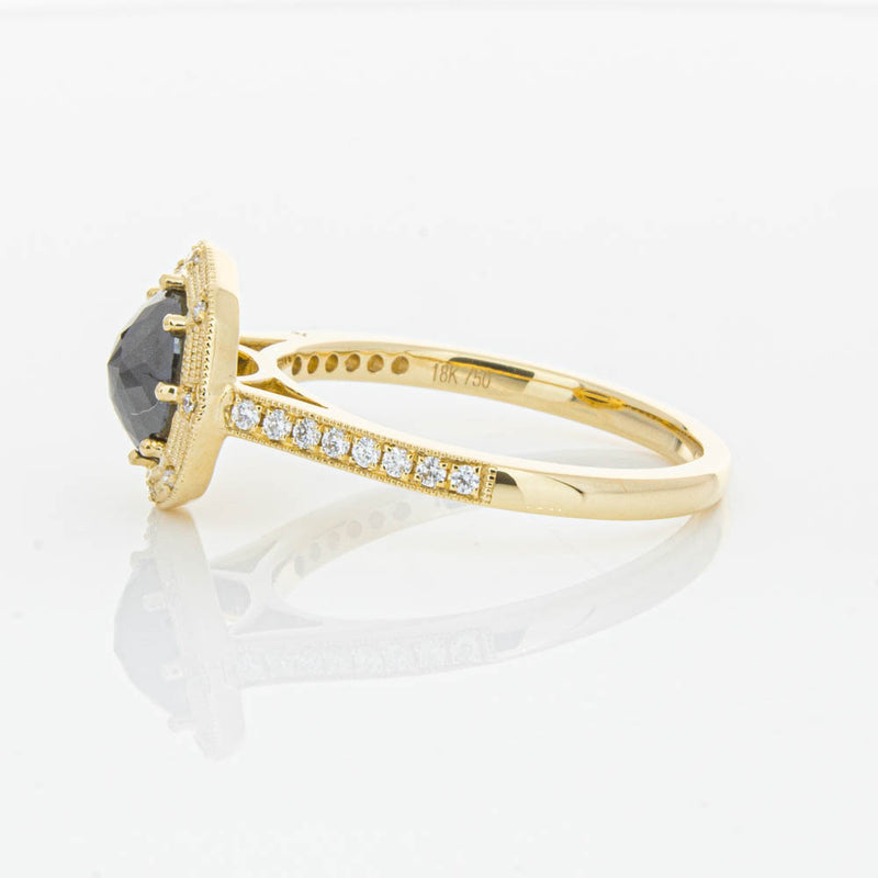 18ct Yellow Gold Black Diamond Ring-Ring-Walker & Hall