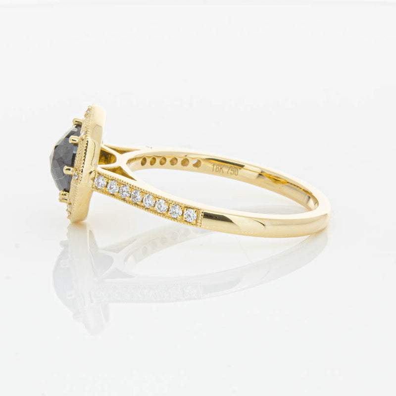 18ct Yellow Gold Black Diamond Ring-Ring-Walker & Hall