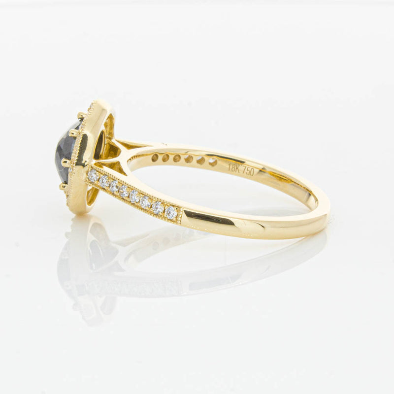 18ct Yellow Gold Black Diamond Ring-Ring-Walker & Hall