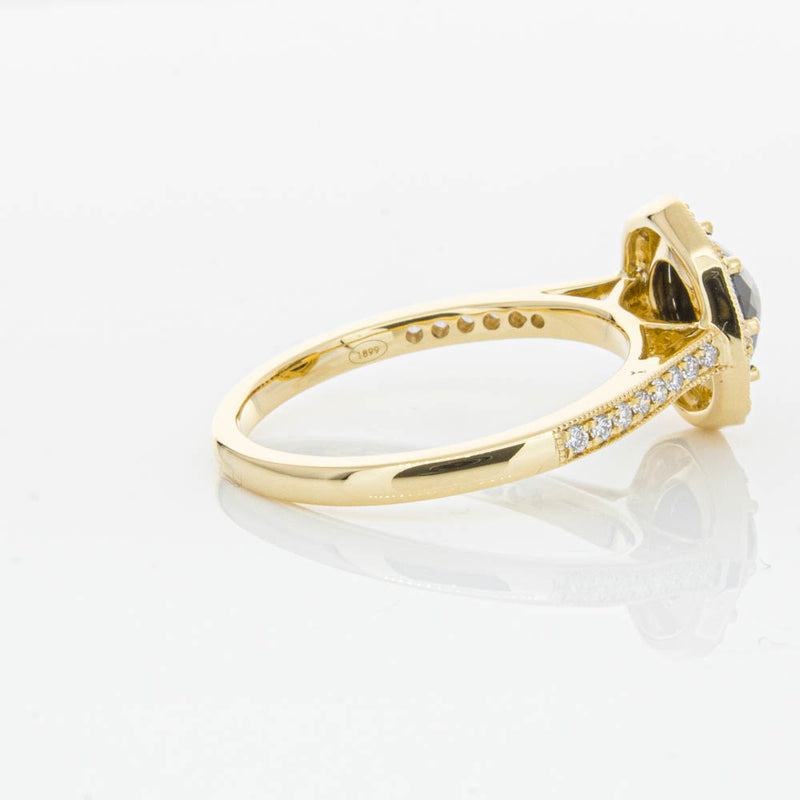 18ct Yellow Gold Black Diamond Ring-Ring-Walker & Hall