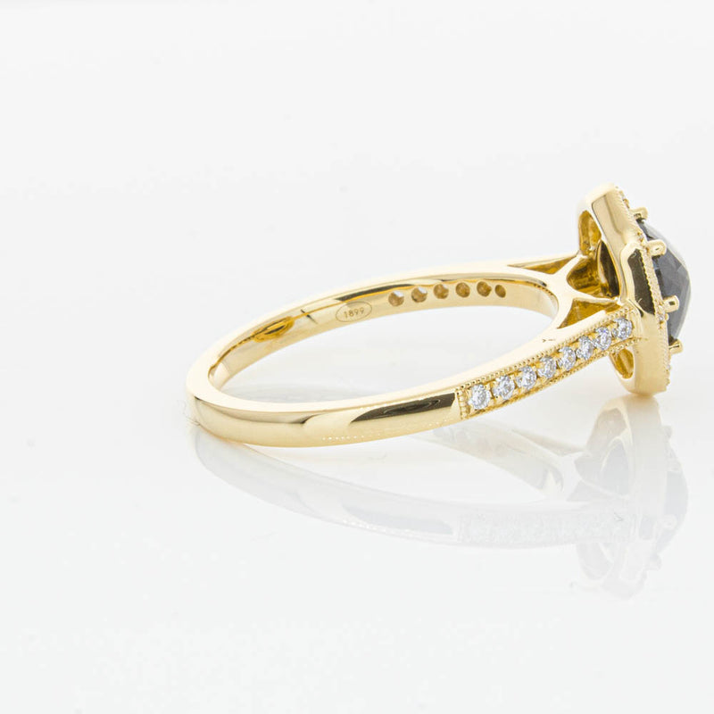 18ct Yellow Gold Black Diamond Ring-Ring-Walker & Hall
