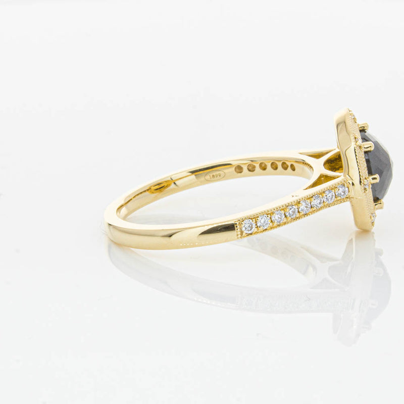 18ct Yellow Gold Black Diamond Ring-Ring-Walker & Hall