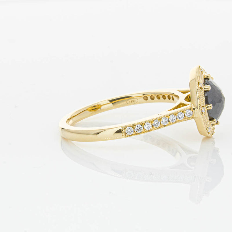 18ct Yellow Gold Black Diamond Ring-Ring-Walker & Hall