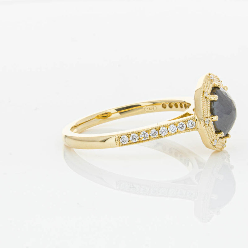 18ct Yellow Gold Black Diamond Ring-Ring-Walker & Hall