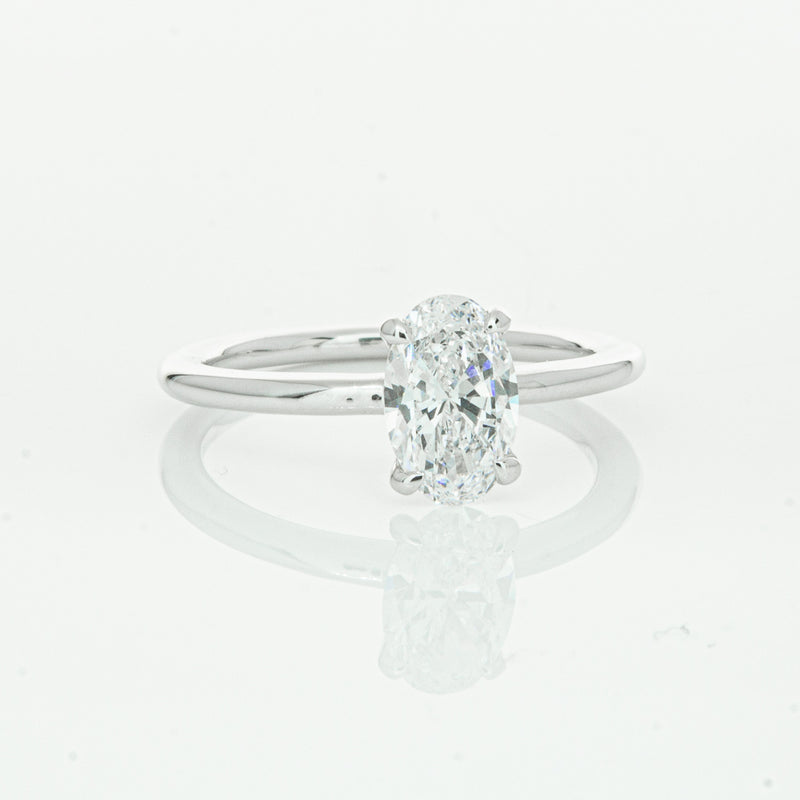 18ct White Gold 1.01ct Oval Cut Diamond Melba Ring-Ring-Walker & Hall