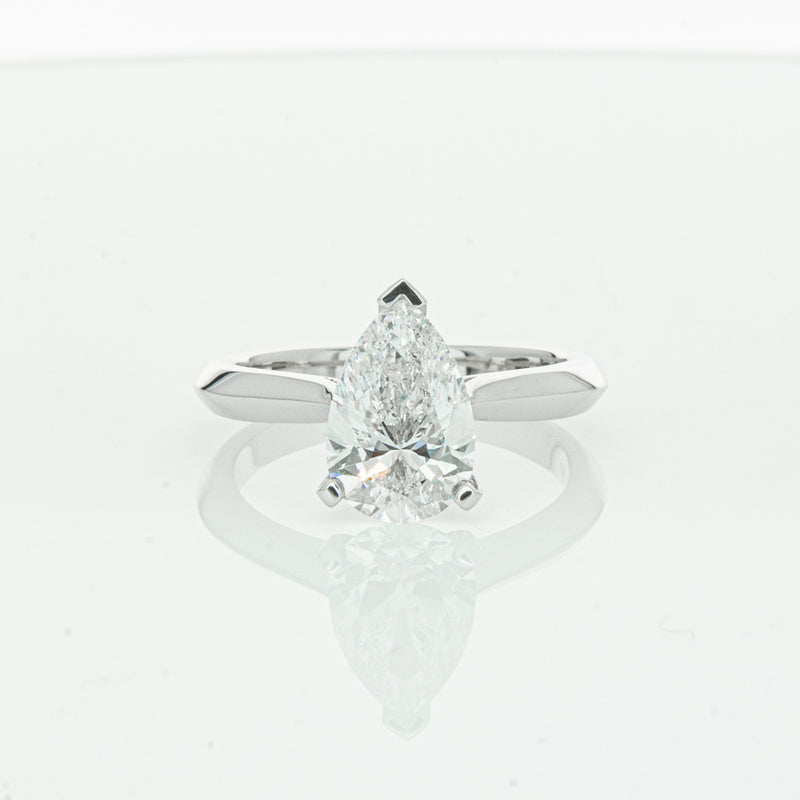 18ct White Gold 2.00ct Pear Cut Diamond Venetian Ring-Ring-Walker & Hall
