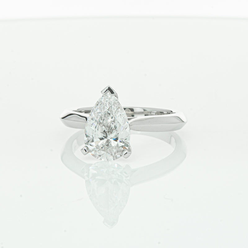 18ct White Gold 2.00ct Pear Cut Diamond Venetian Ring-Ring-Walker & Hall
