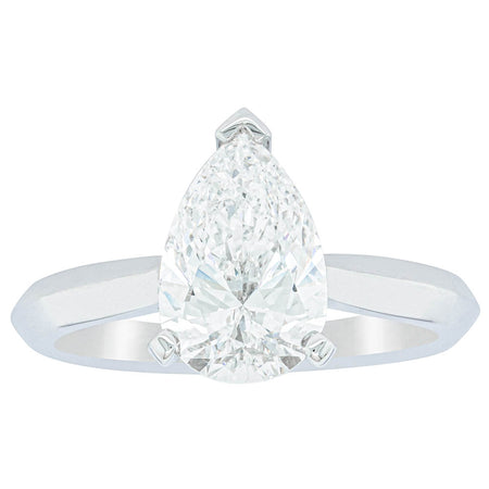 18ct White Gold 2.00ct Pear Cut Diamond Venetian Ring-Ring-Walker & Hall