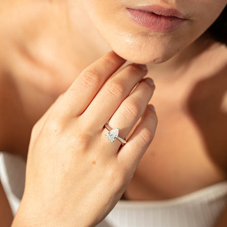 18ct White Gold 2.00ct Pear Cut Diamond Venetian Ring-Ring-Walker & Hall