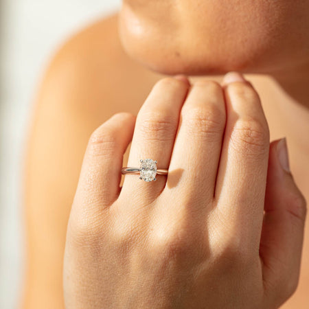 18ct White Gold 1.50ct Oval Cut Diamond Venetian Ring-Ring-Walker & Hall