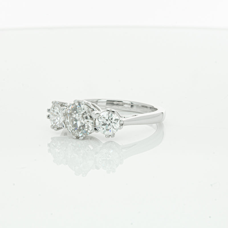 18ct White Gold Three Stone Diamond Heritage Ring-Ring-Walker & Hall
