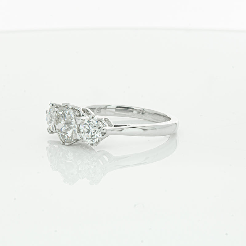 18ct White Gold Three Stone Diamond Heritage Ring-Ring-Walker & Hall