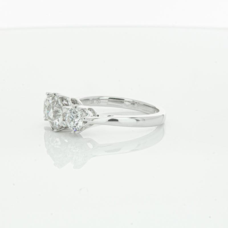 18ct White Gold Three Stone Diamond Heritage Ring-Ring-Walker & Hall