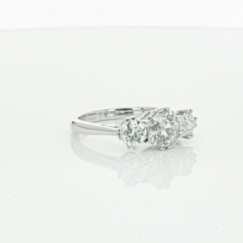 18ct White Gold Three Stone Diamond Heritage Ring-Ring-Walker & Hall