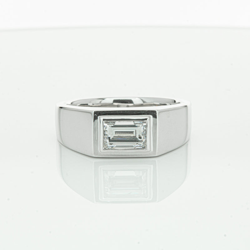 Platinum 1.40ct Baguette Diamond Mens Ring-Ring-Walker & Hall