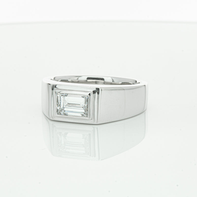 Platinum 1.40ct Baguette Diamond Mens Ring-Ring-Walker & Hall
