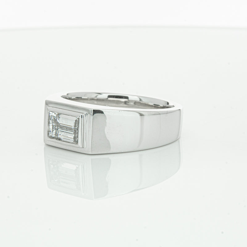 Platinum 1.40ct Baguette Diamond Mens Ring-Ring-Walker & Hall