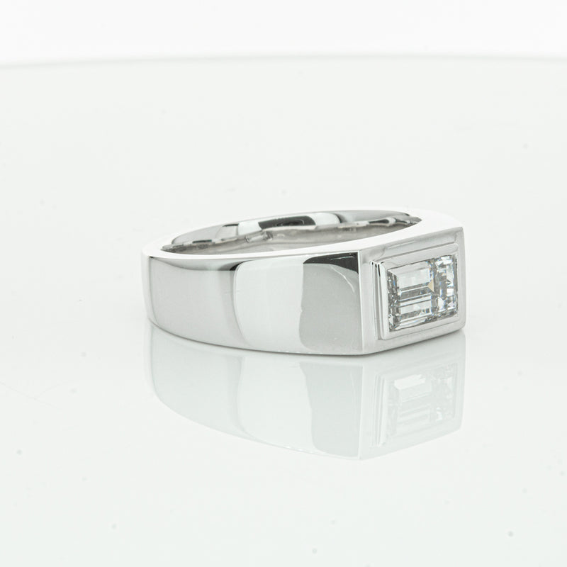Platinum 1.40ct Baguette Diamond Mens Ring-Ring-Walker & Hall
