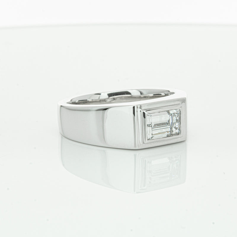 Platinum 1.40ct Baguette Diamond Mens Ring-Ring-Walker & Hall