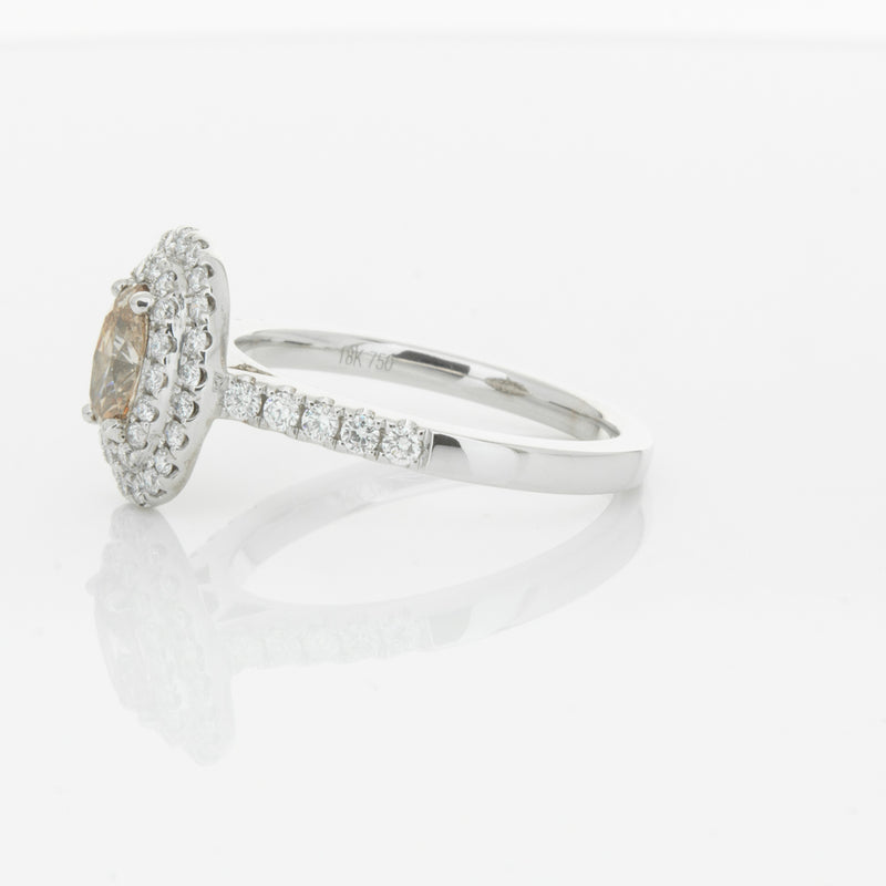 18ct White Gold .50ct Oval Cut Champagne Diamond Rosa Ring-Ring-Walker & Hall