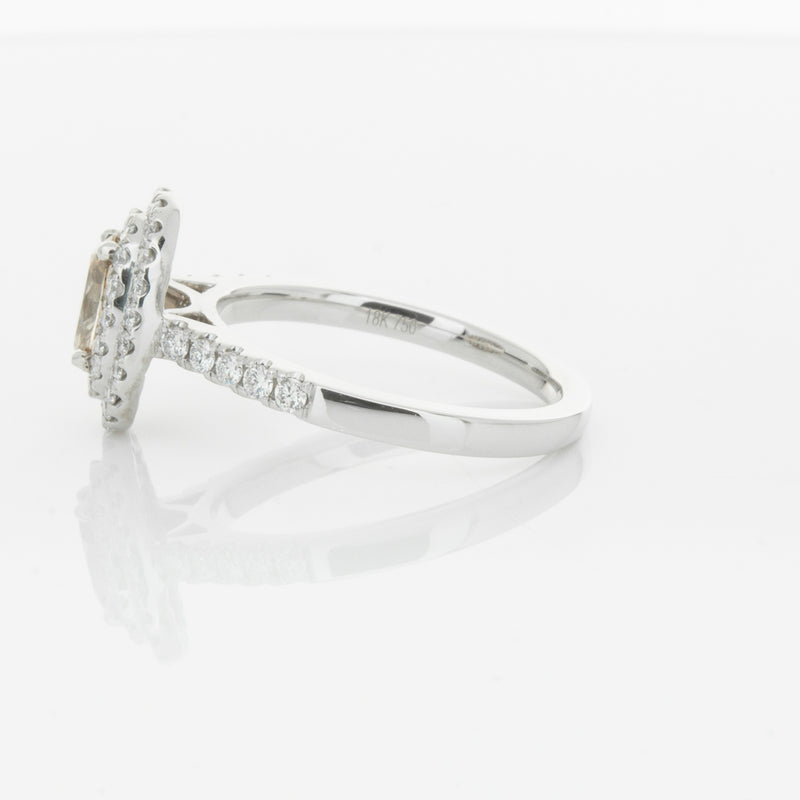 18ct White Gold .50ct Oval Cut Champagne Diamond Rosa Ring-Ring-Walker & Hall