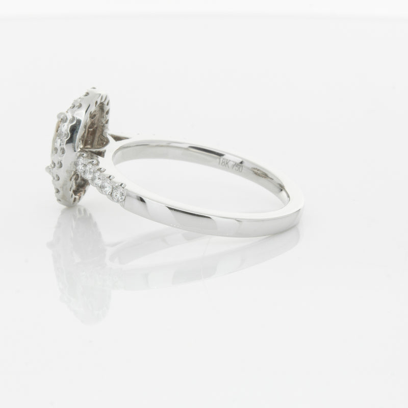 18ct White Gold .50ct Oval Cut Champagne Diamond Rosa Ring-Ring-Walker & Hall