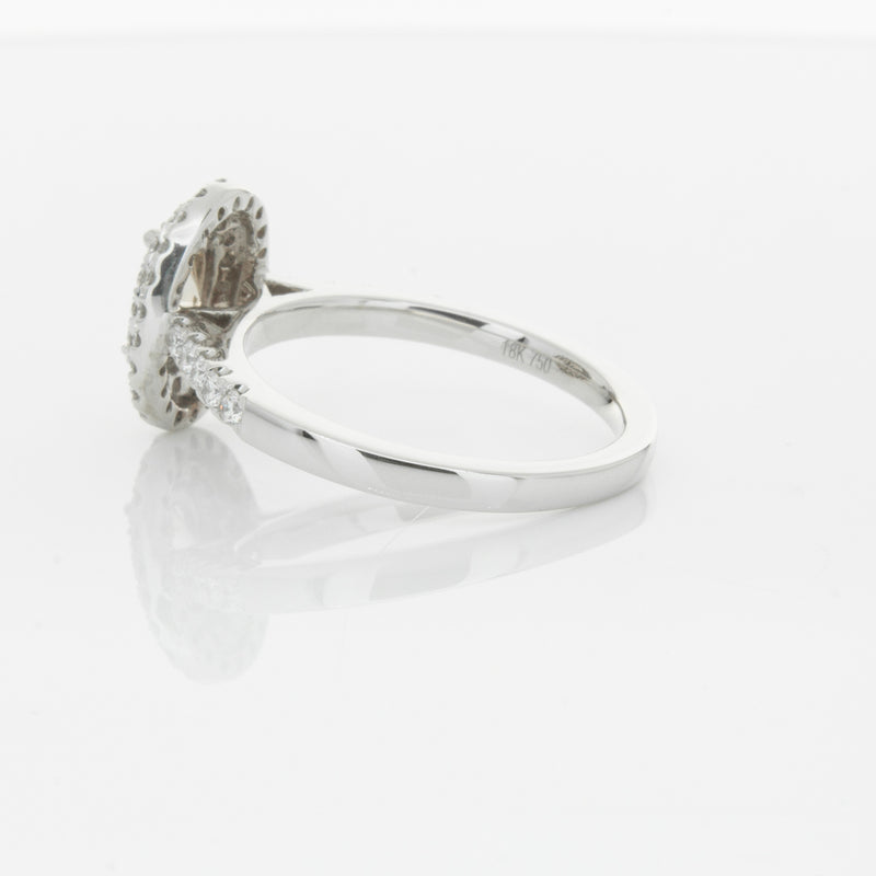 18ct White Gold .50ct Oval Cut Champagne Diamond Rosa Ring-Ring-Walker & Hall