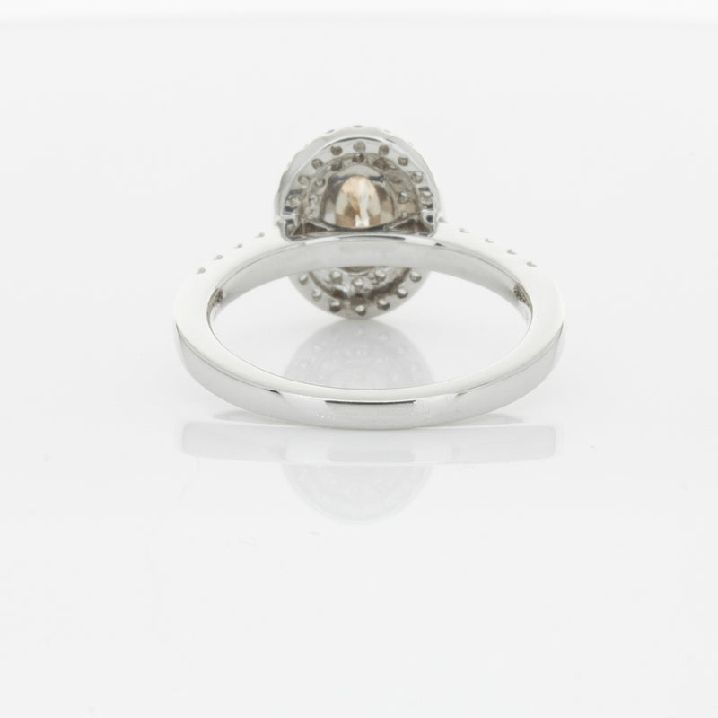 18ct White Gold .50ct Oval Cut Champagne Diamond Rosa Ring-Ring-Walker & Hall