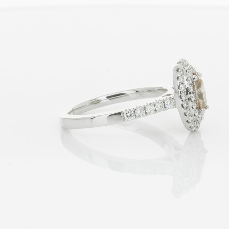 18ct White Gold .50ct Oval Cut Champagne Diamond Rosa Ring-Ring-Walker & Hall