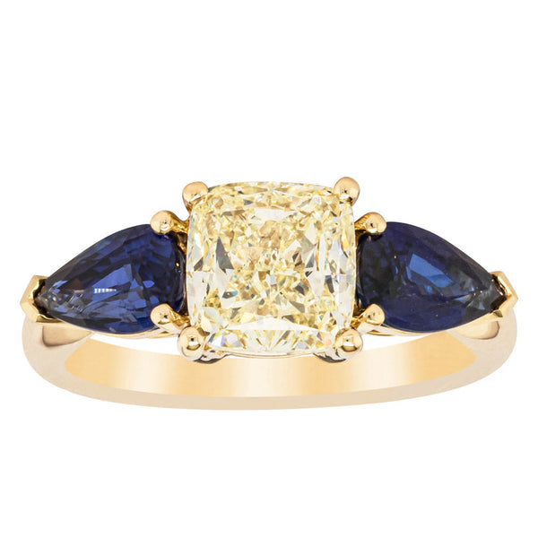 18ct Yellow Gold 2.01ct Yellow Diamond & Sapphire Ayla Ring - Ring - Walker & Hall