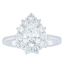 18ct White Gold 1.00ct Pear Diamond Belle Ring - Ring - Walker & Hall
