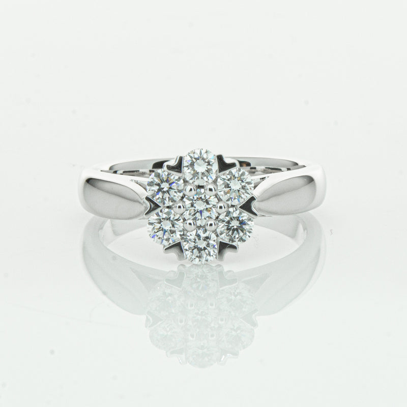 18ct White Gold .65ct Diamond Lotus Ring-Ring-Walker & Hall