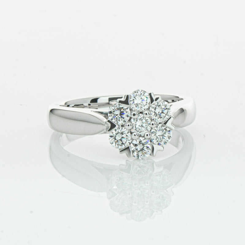 18ct White Gold .65ct Diamond Lotus Ring-Ring-Walker & Hall